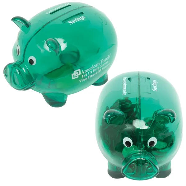 Translucent colored piggy bank with two separate chambers.... from ASI 62190 Illini