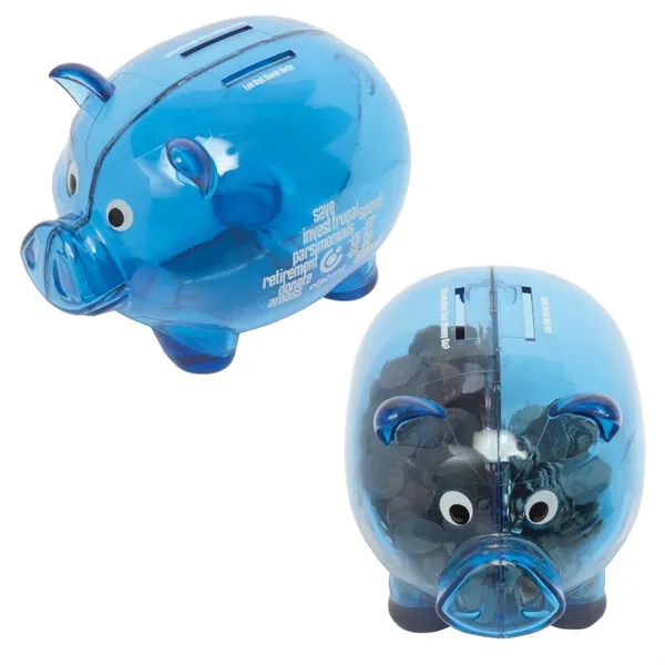 Translucent colored piggy bank with two separate chambers.... from ASI 62190 Illini