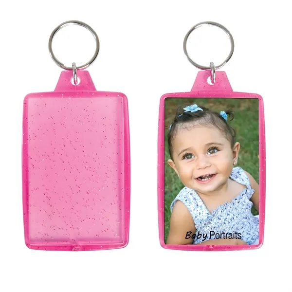 Translucent sparkle snap-in key tag with insert slot for a photograph.... from ASI 62190 Illini