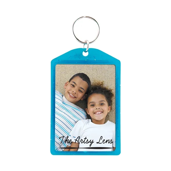 Translucent sparkle snap-in key tag with insert slot for a photograph.... from ASI 62190 Illini