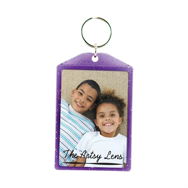 Translucent sparkle snap-in key tag with insert slot for a photograph.... from ASI 62190 Illini