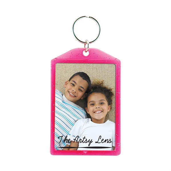 Translucent sparkle snap-in key tag with insert slot for a photograph.... from ASI 62190 Illini