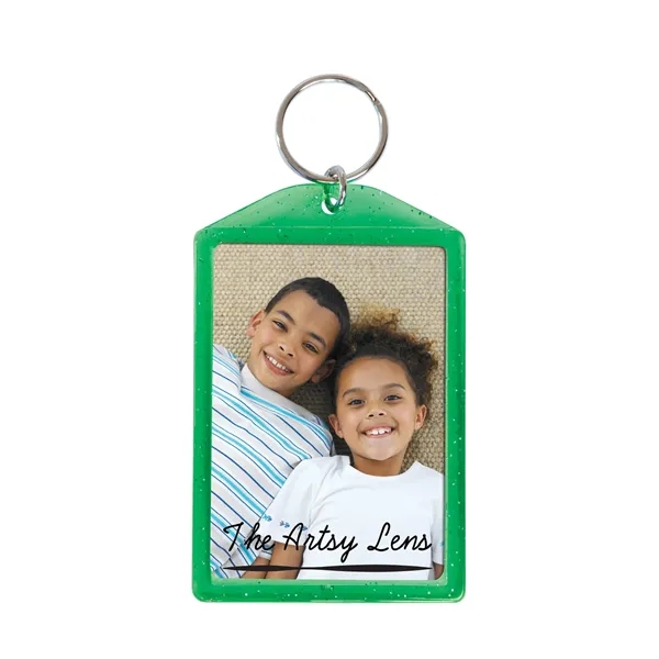 Translucent sparkle snap-in key tag with insert slot for a photograph.... from ASI 62190 Illini
