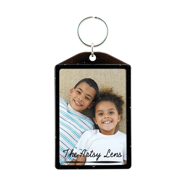 Translucent sparkle snap-in key tag with insert slot for a photograph.... from ASI 62190 Illini
