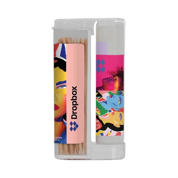 SPF15 lip balm with wooden toothpick in a flip-top container plus... from ASI 37218 Athena Promo (tm)