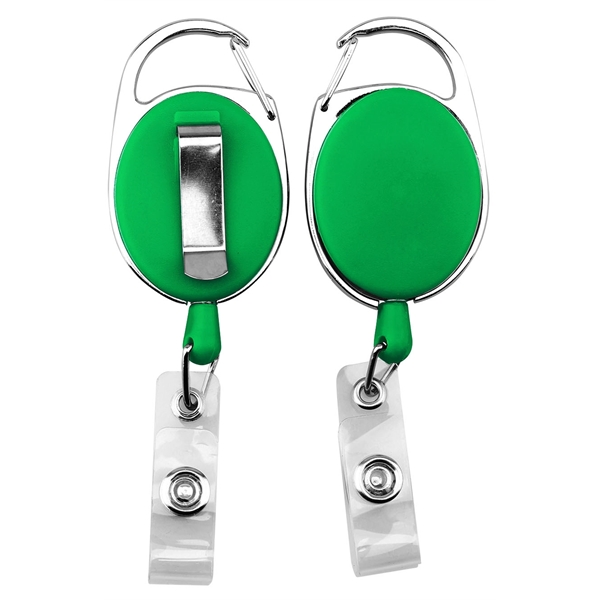 Oval shape retractable badge holder with clip... from ASI 74585 Nu Promo International / Nu Promo Line