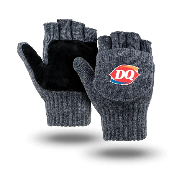 Gray glomitt- glove & mitten, ragg wool shell with 3M Thinsulate... from ASI 62192 Illinois Glove Co / Honest Abe®