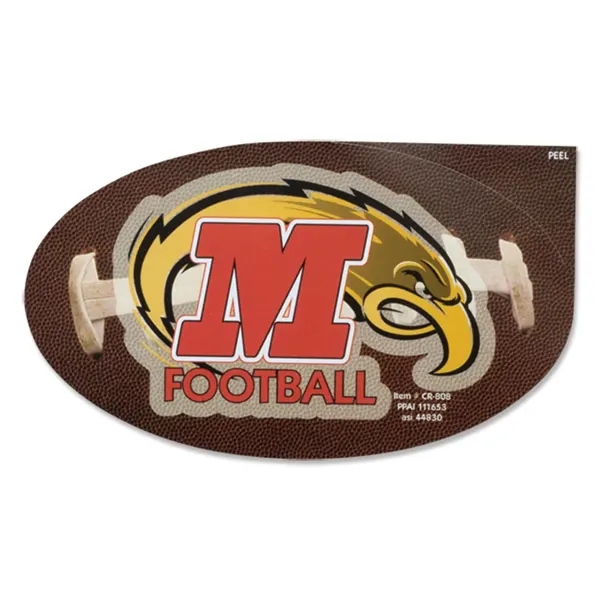 6" x 3 1/2" football-shaped repositionable vinyl auto cling decal.... from ASI 44830 The Chest