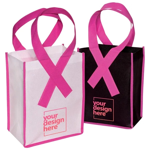 Small Breast Cancer Awareness Bag with awareness ribbon designed handles.... from ASI 57371 Eyevertising