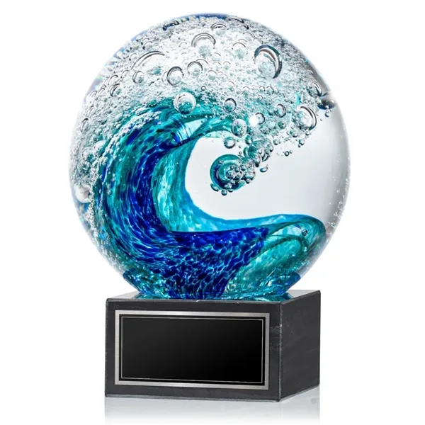 The magnificent Surfside Artglass award features a beautiful crashing blue wave... from ASI 84592 St Regis Group / St Regis