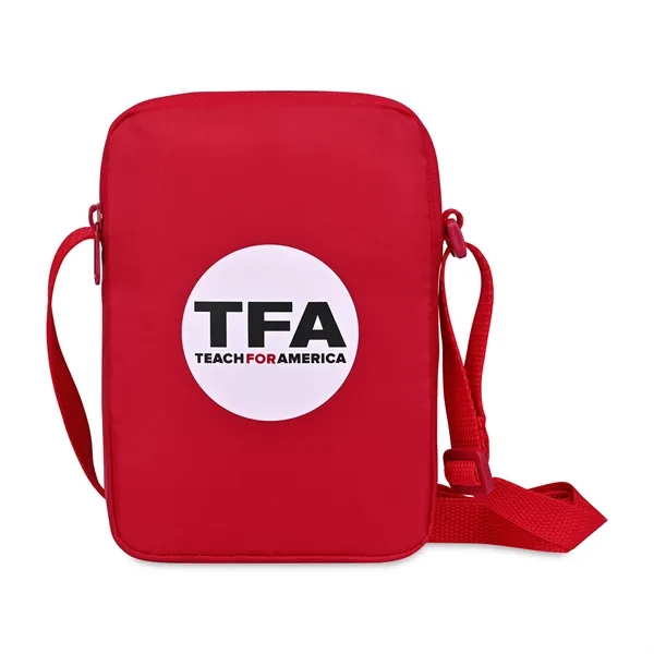 Recycled mini crossbody with zippered main compartment, interior slash pocket with... from ASI 56070 Gemline / Gemline®