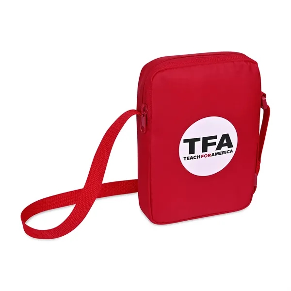 Recycled mini crossbody with zippered main compartment, interior slash pocket with... from ASI 56070 Gemline / Gemline®