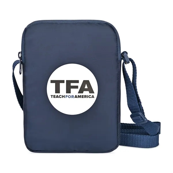 Recycled mini crossbody with zippered main compartment, interior slash pocket with... from ASI 56070 Gemline / Gemline®