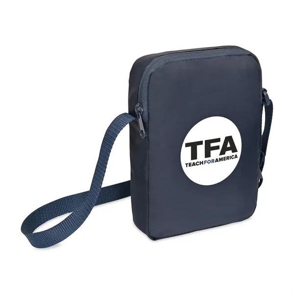 Recycled mini crossbody with zippered main compartment, interior slash pocket with... from ASI 56070 Gemline / Gemline®