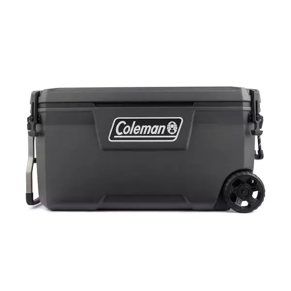 100-Quart cooler with wheels and nonslip-grip reflective rope handles.... from ASI 45647 Coleman Co Inc