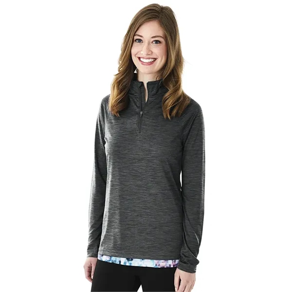 Woman's quarter-zip performance pullover sweater made from 100% polyester jersey.... from ASI 44620 Charles River Apparel