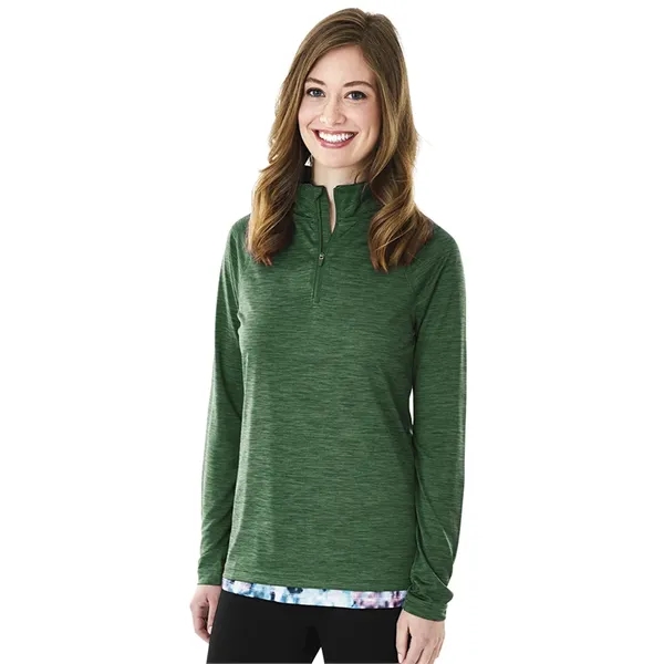 Woman's quarter-zip performance pullover sweater made from 100% polyester jersey.... from ASI 44620 Charles River Apparel