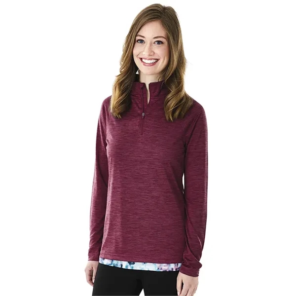 Woman's quarter-zip performance pullover sweater made from 100% polyester jersey.... from ASI 44620 Charles River Apparel