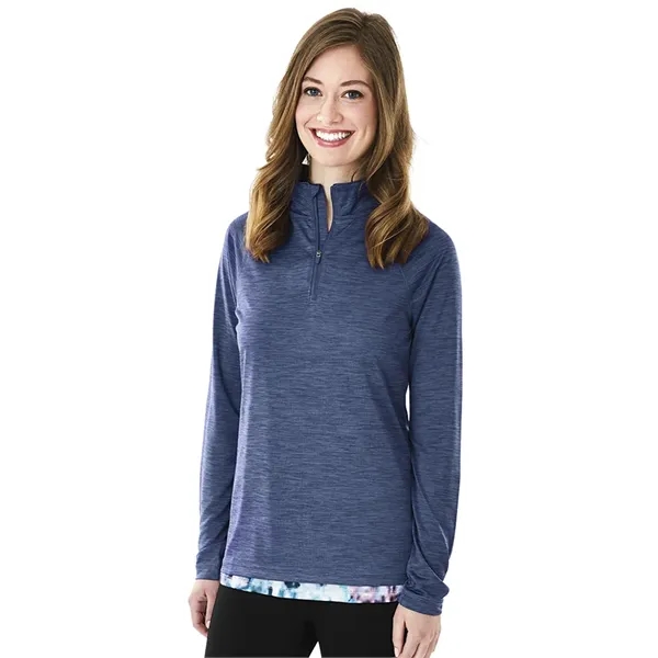 Woman's quarter-zip performance pullover sweater made from 100% polyester jersey.... from ASI 44620 Charles River Apparel