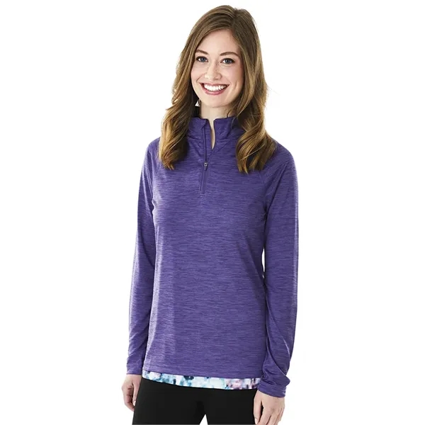 Woman's quarter-zip performance pullover sweater made from 100% polyester jersey.... from ASI 44620 Charles River Apparel