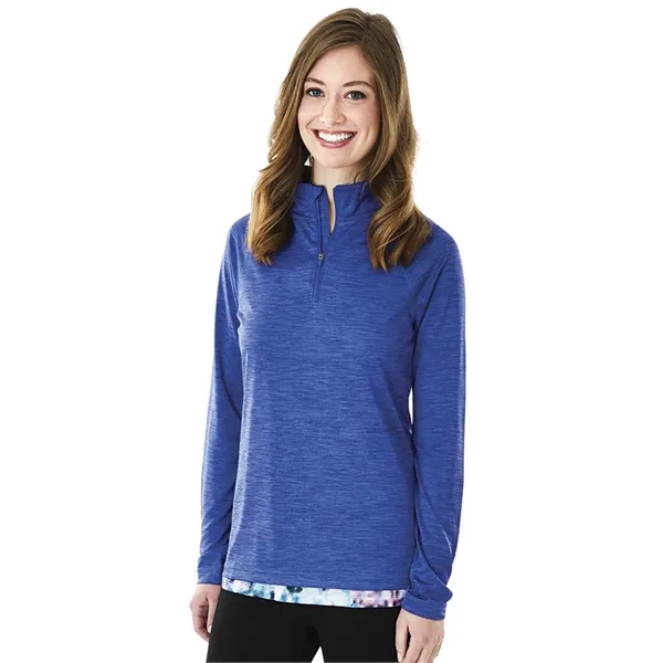 Woman's quarter-zip performance pullover sweater made from 100% polyester jersey.... from ASI 44620 Charles River Apparel
