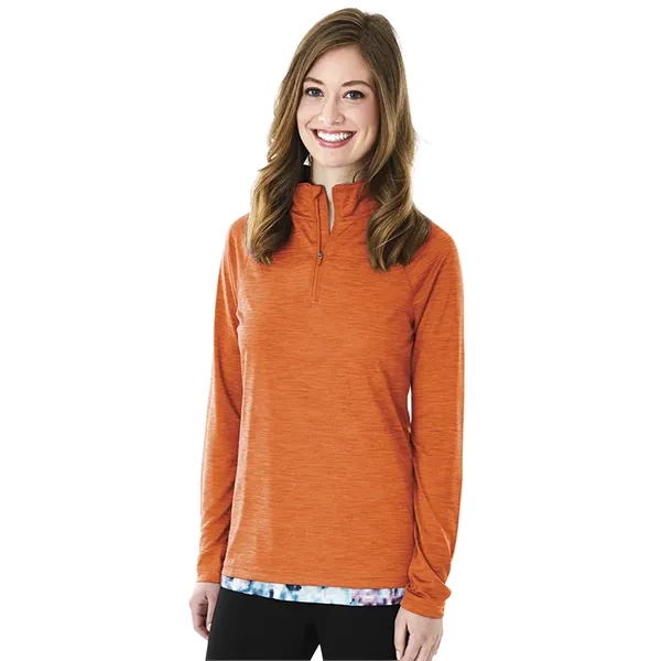 Woman's quarter-zip performance pullover sweater made from 100% polyester jersey.... from ASI 44620 Charles River Apparel