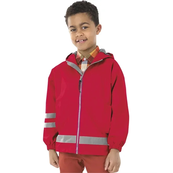 Polyurethane and woven child-sized New Englander raincoats.... from ASI 44620 Charles River Apparel