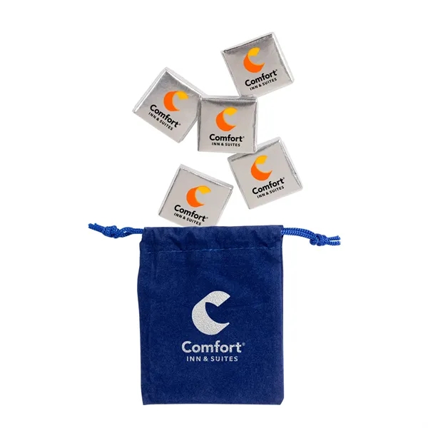 Velour Pouches with Chocolate Squares-Full Color... from ASI 44900 NC Custom (CI/Lanco) / Chocolate Inn