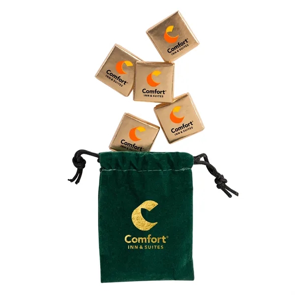 Velour Pouches with Chocolate Squares-Full Color... from ASI 44900 NC Custom (CI/Lanco) / Chocolate Inn