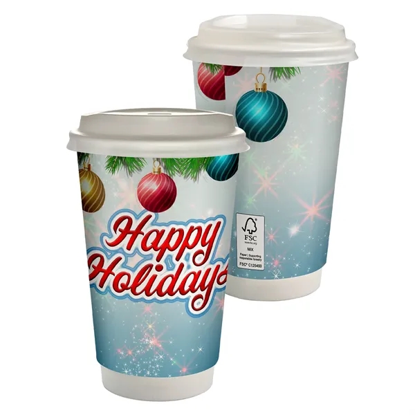 16 oz. Holiday Full Color Paper Cup with Lid... from ASI 30208 A P Specialties / AP Specialties