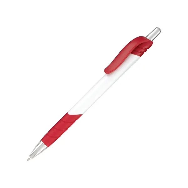 Plastic retractable pen - white barrel with colored trim - black... from ASI 44368 ZZ DROPPED -Cedar Crest Manufacturing / Cedar Crest