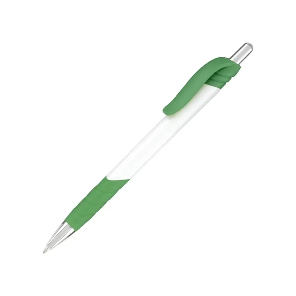 Plastic retractable pen - white barrel with colored trim - black... from ASI 44368 ZZ DROPPED -Cedar Crest Manufacturing / Cedar Crest