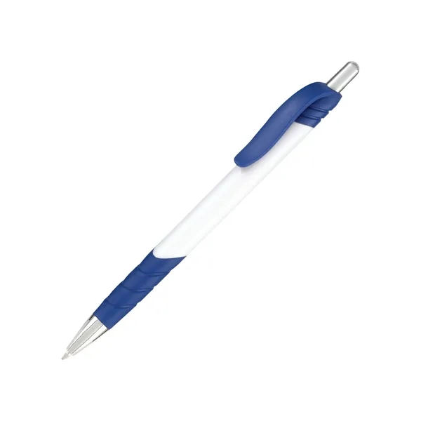 Plastic retractable pen - white barrel with colored trim - black... from ASI 44368 ZZ DROPPED -Cedar Crest Manufacturing / Cedar Crest