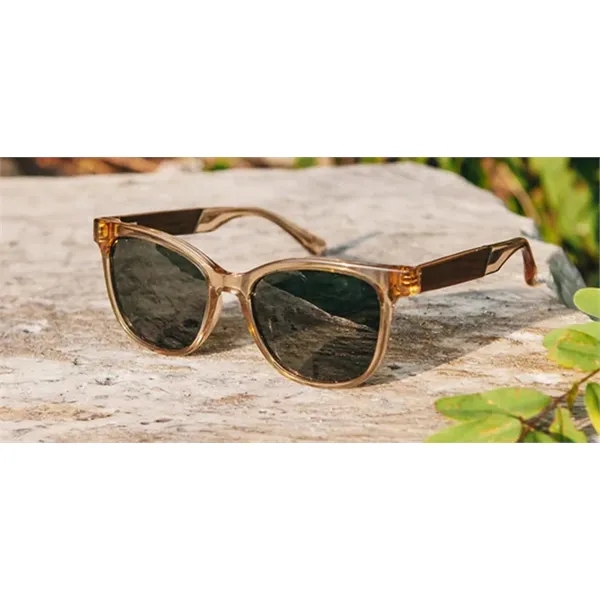 Round, eco-friendly eyewear with a cat-eye browline, polarized lenses, and UV... from ASI 72657 Active Life Promo / Active Life Ingrain