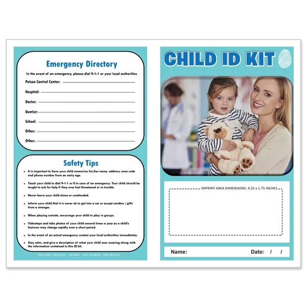 Child ID Kits are folded to 5.5 x 8.25 inches in... from ASI 45815 Coloring Book Solutions