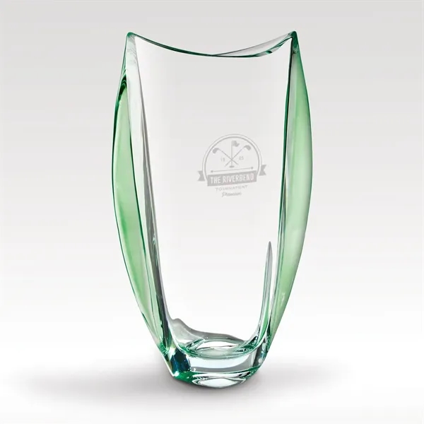 7" x 11" x 4" crystal vase with emerald accents and... from ASI 93986 Visions/Awardcraft / Visions Awards