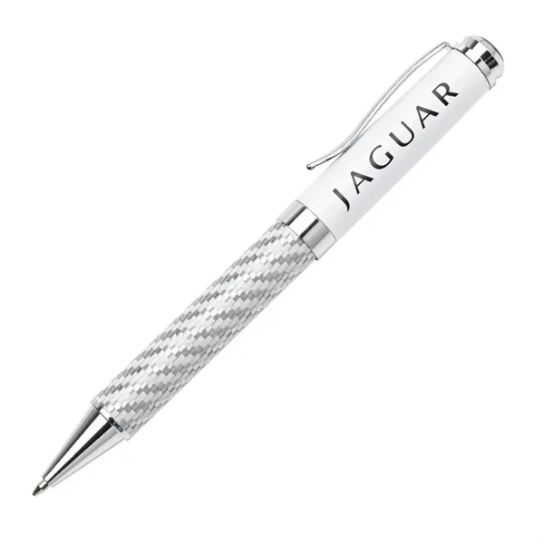 Metal twist-action ballpoint pen with chrome trim and carbon fiber barrel.... from ASI 84592 St Regis Group