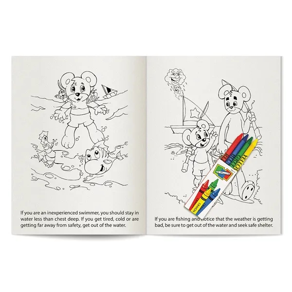 Ocean Safety Awareness coloring book fun pack with unimprinted crayons.... from ASI 45815 Coloring Book Solutions / Coloring Book Solutions™