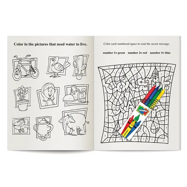 Educational coloring and activity book fun pack with unimprinted crayons.... from ASI 45815 Coloring Book Solutions / Coloring Book Solutions™