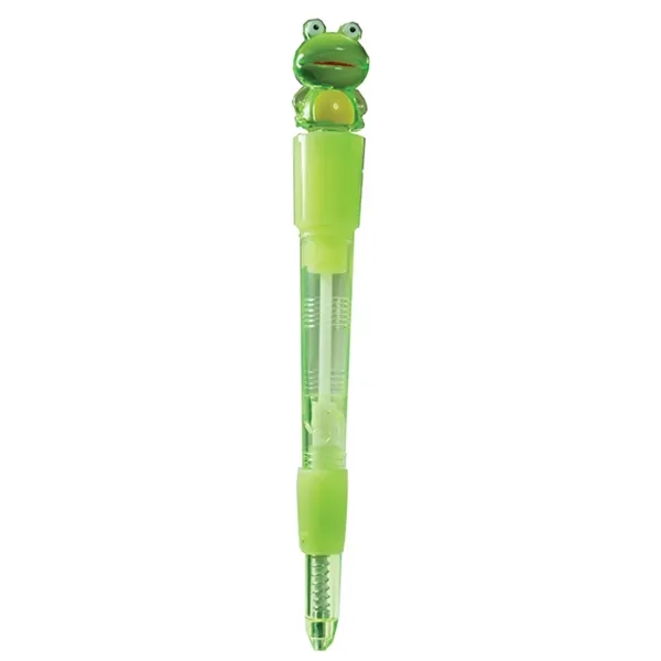 Light up ballpoint pen with miniature frog topper.... from ASI 34415 Alpi International LTD