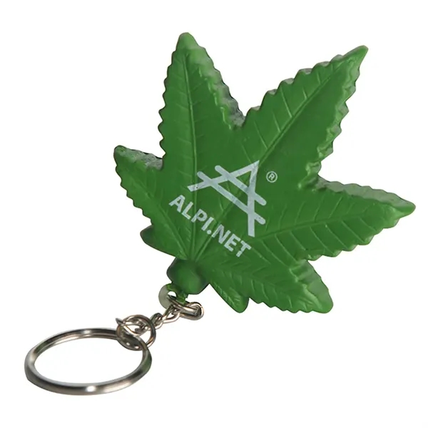Cannabis leaf-shaped stress reliever with keyring.... from ASI 34415 Alpi International LTD