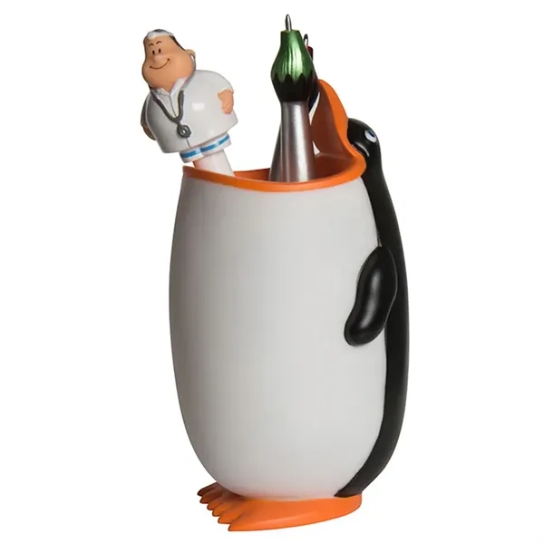 5.5" x 3" plastic penguin shaped pen holder.... from ASI 34415 Alpi International LTD