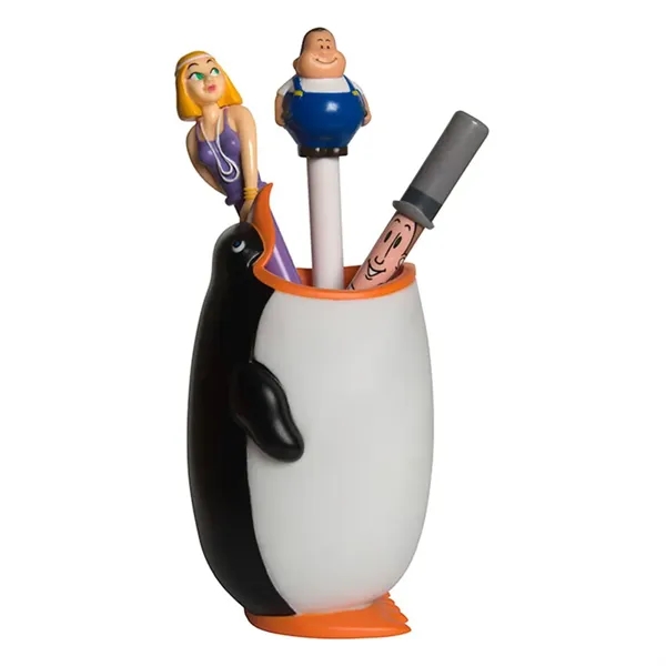 5.5" x 3" plastic penguin shaped pen holder.... from ASI 34415 Alpi International LTD
