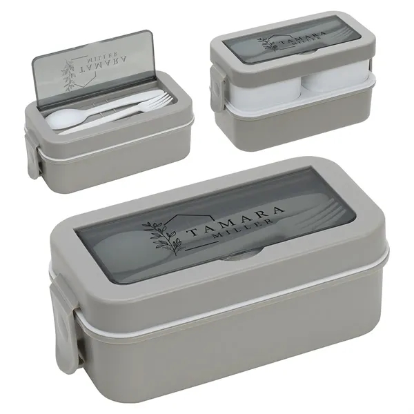3-Compartment Stackable Lunch Box with Utensils... from ASI 36730 Ariel Premium Supply Inc