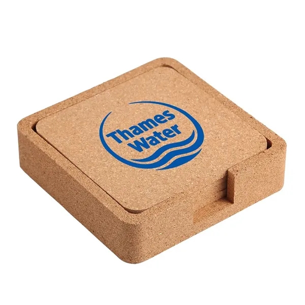 Set of 4 square cork coasters with cork caddy.... from ASI 52840 Evans Manufacturing