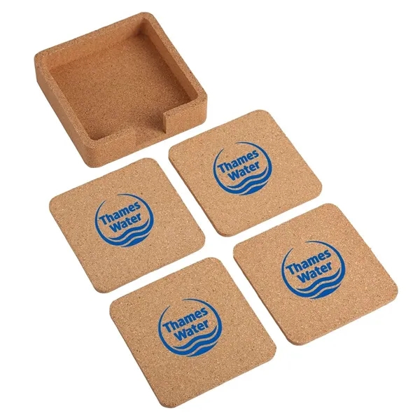 Set of 4 square cork coasters with cork caddy.... from ASI 52840 Evans Manufacturing
