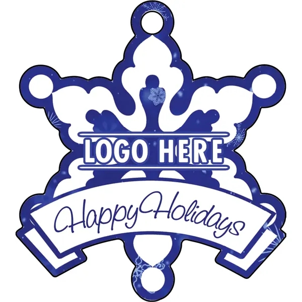 Full color acrylic holiday ornaments with mirror back and snowflake with... from ASI 72521 Morris Magnets / Laser Cuts