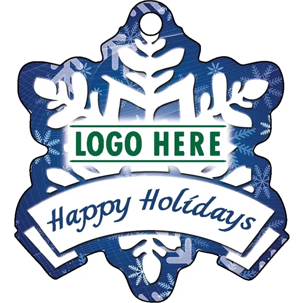 Full color acrylic holiday ornaments with mirror back and snowflake with... from ASI 72521 Morris Magnets / Laser Cuts