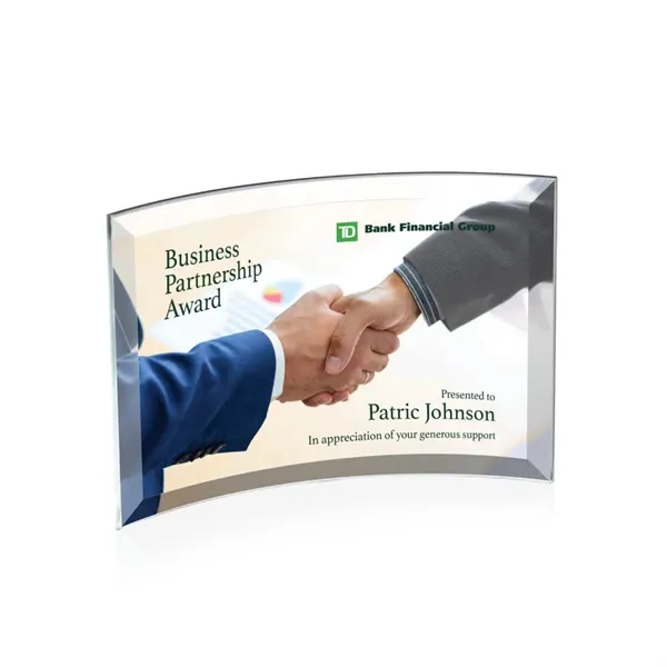 Curve award with 16 million colors fused into the crystal.... from ASI 84592 St Regis Group / St Regis