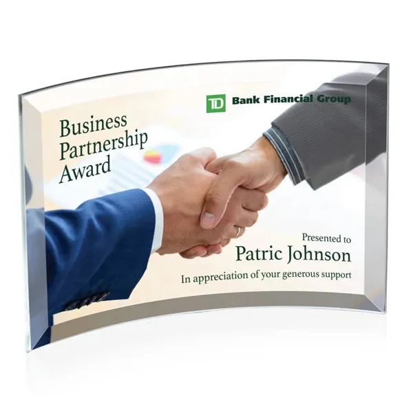 Curve award with 16 million colors fused into the crystal.... from ASI 84592 St Regis Group / St Regis